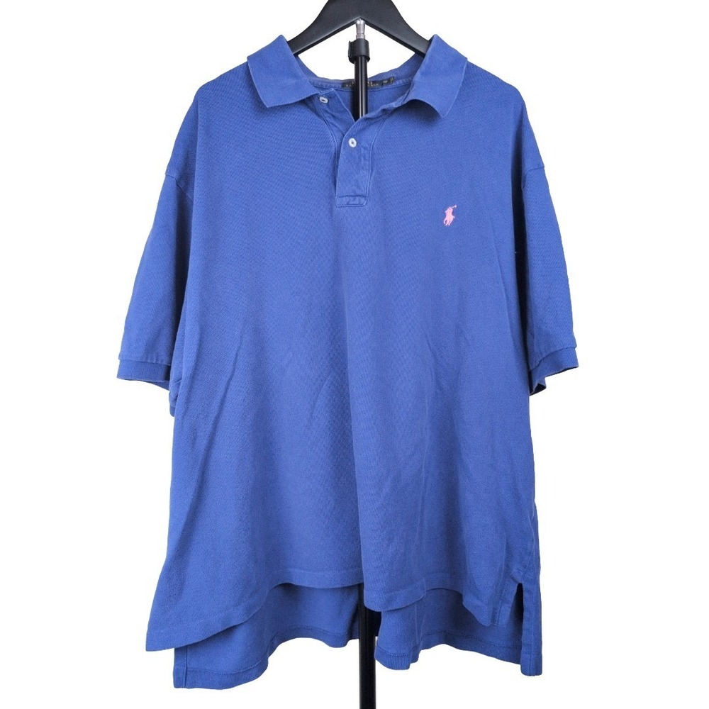 Polo Ralph Royal Blue Lauren Men's Short-sleeve Polo Shirt Blue 3XB Pink Pony